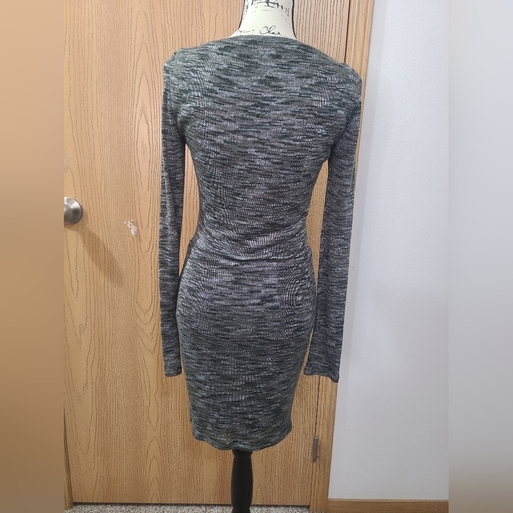 Maurices Green Heathered Ruched Zipper Sweater Dress - Picture 3 of 4